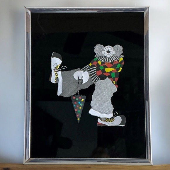 Kafka Etched Foil Art Clown Iridescent Metallic Reflective Wall Art Framed 1985 - Picture 13 of 13